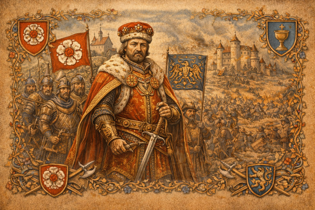 Jednota strakonická Ilustrační zobrazení šlechtického spolku a politických sporů v Českém království v 15. století.