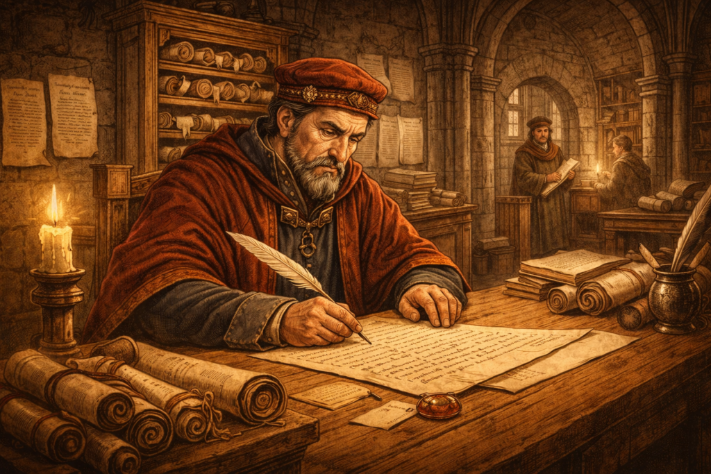 Protonář Protonář jako hlavní notář a vedoucí kanceláře.