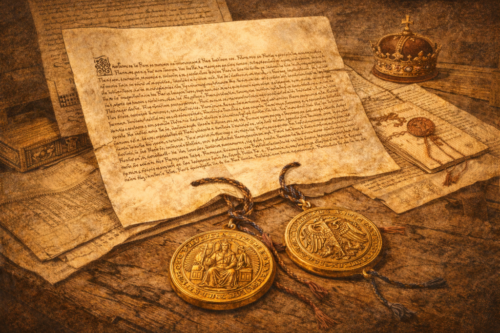 Zlatá bula Zlatá bula – středověká panovnická listina se zlatou pečetí a pergamenem