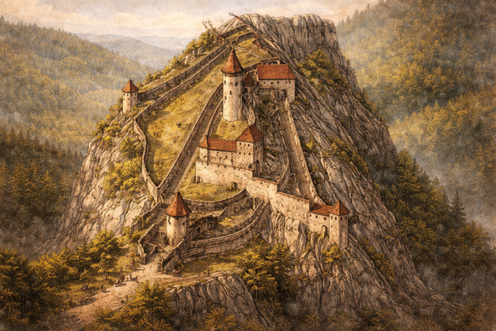 Barevná rekonstrukce hradu Aueršperk