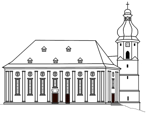 Kostel Svaté Trojice v Aši. Stav před zničením v roce 1960